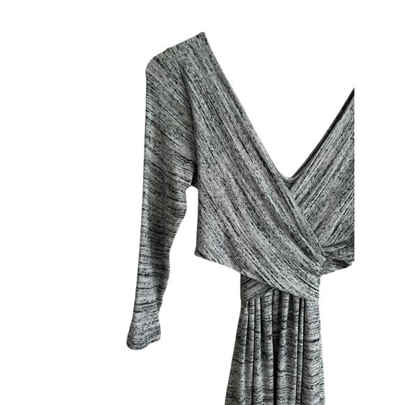 Anthropologie Amadi Lola Heather Gray Cross Faux Wrap Fit Flare Knit Dress XS - Picture 5 of 11